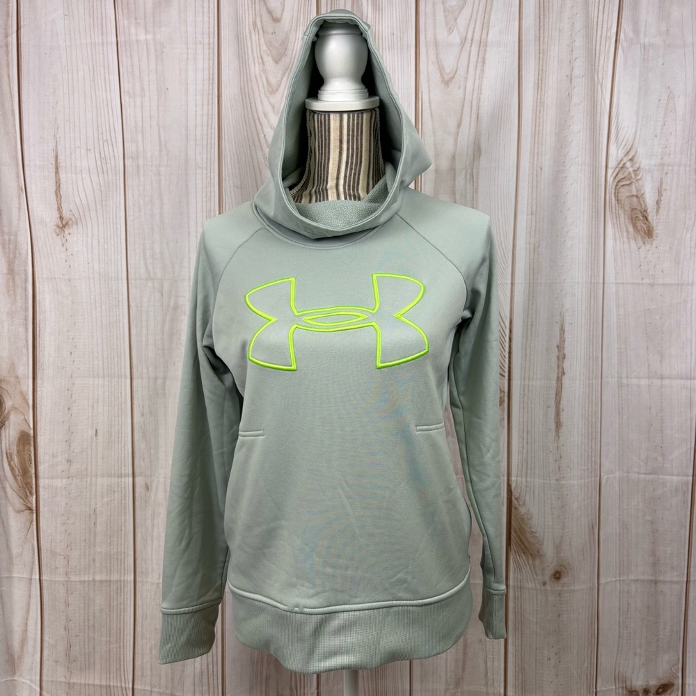 Under Armour ColdGear Hoodie Chest Logo Loose Fit Workout Pullover Size XS